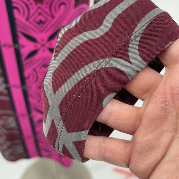 Analili Womens Long Sleeve Stretch Knit Dress Pink Wine Gray Black Medallion L - Picture 6 of 16